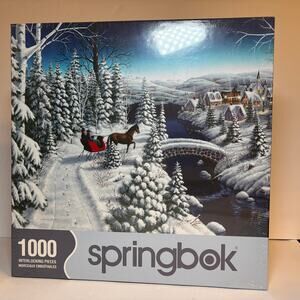 New Springbok 1000 pc Puzzle Sleigh Ride Holiday Winter Christmas Jigsaw Sealed